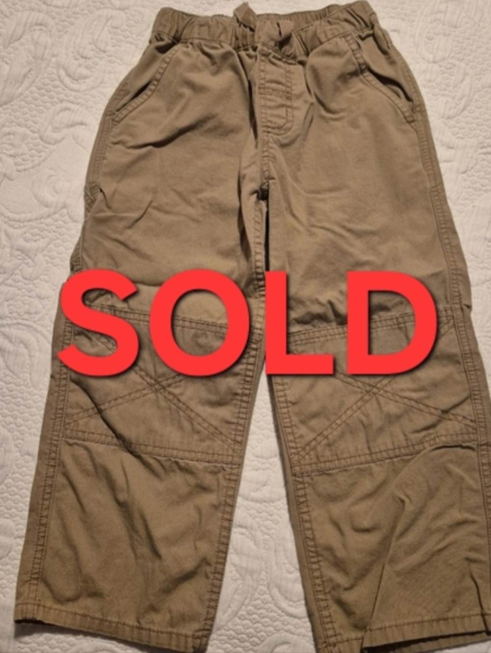 Hanna Andersson boys size 110 or 5 pull on 4 pocket tan pants GUC